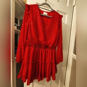 Red sparkly dress by Adrienne